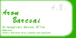 aron barcsai business card